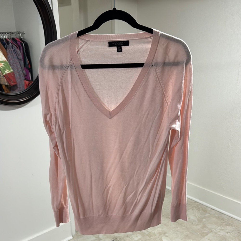 Banana Republic Pink V-Neck Sweater